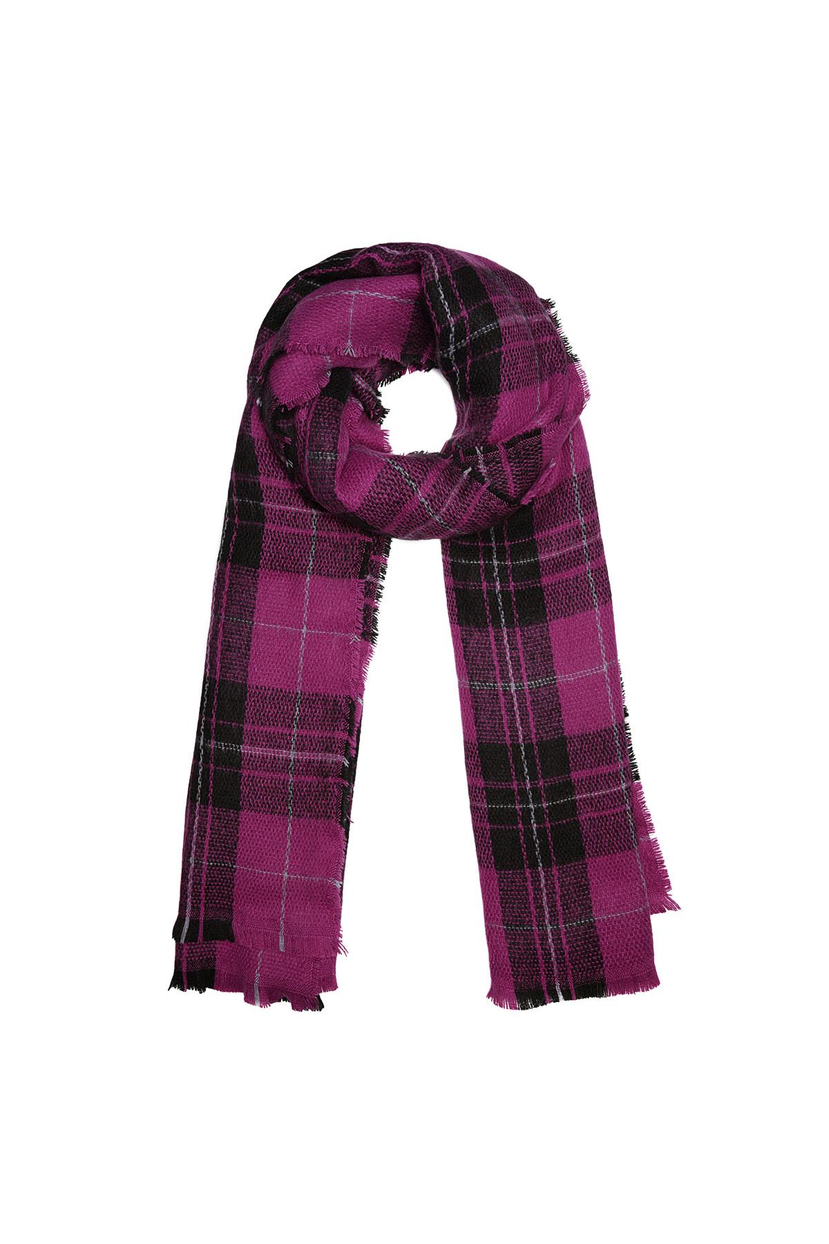 Scarf with checks Pink Acrylic 2