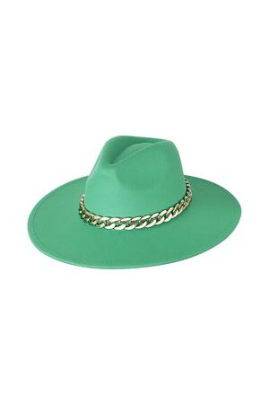 Fedora hat with chain Green Polyester h5 