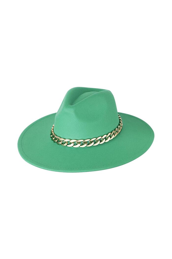 Sombrero fedora con cadena Verde Poliéster 