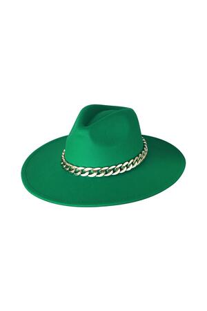 Fedora hat with chain Dark green Polyester h5 