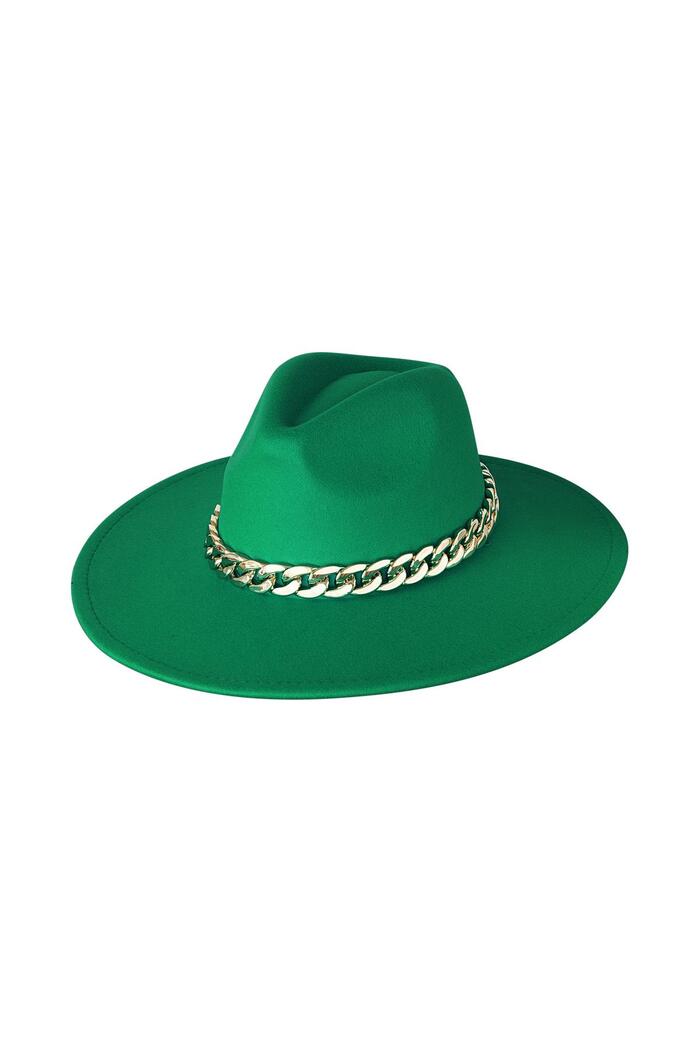 Sombrero fedora con cadena Verde oscuro Poliéster 