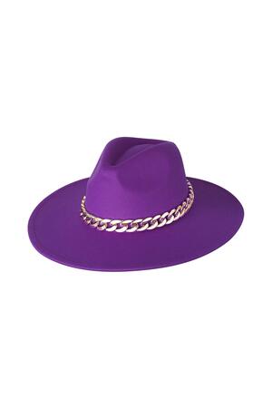 Fedora hat with chain Purple Polyester h5 