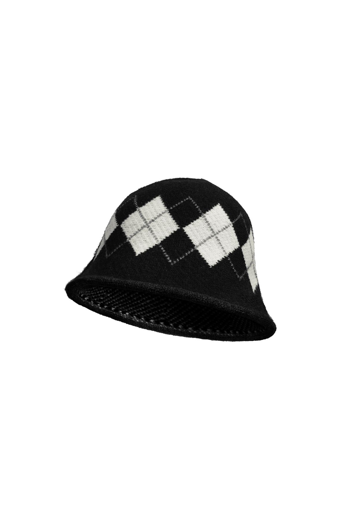 Kova şapka kareli Black & White Acrylic h5 
