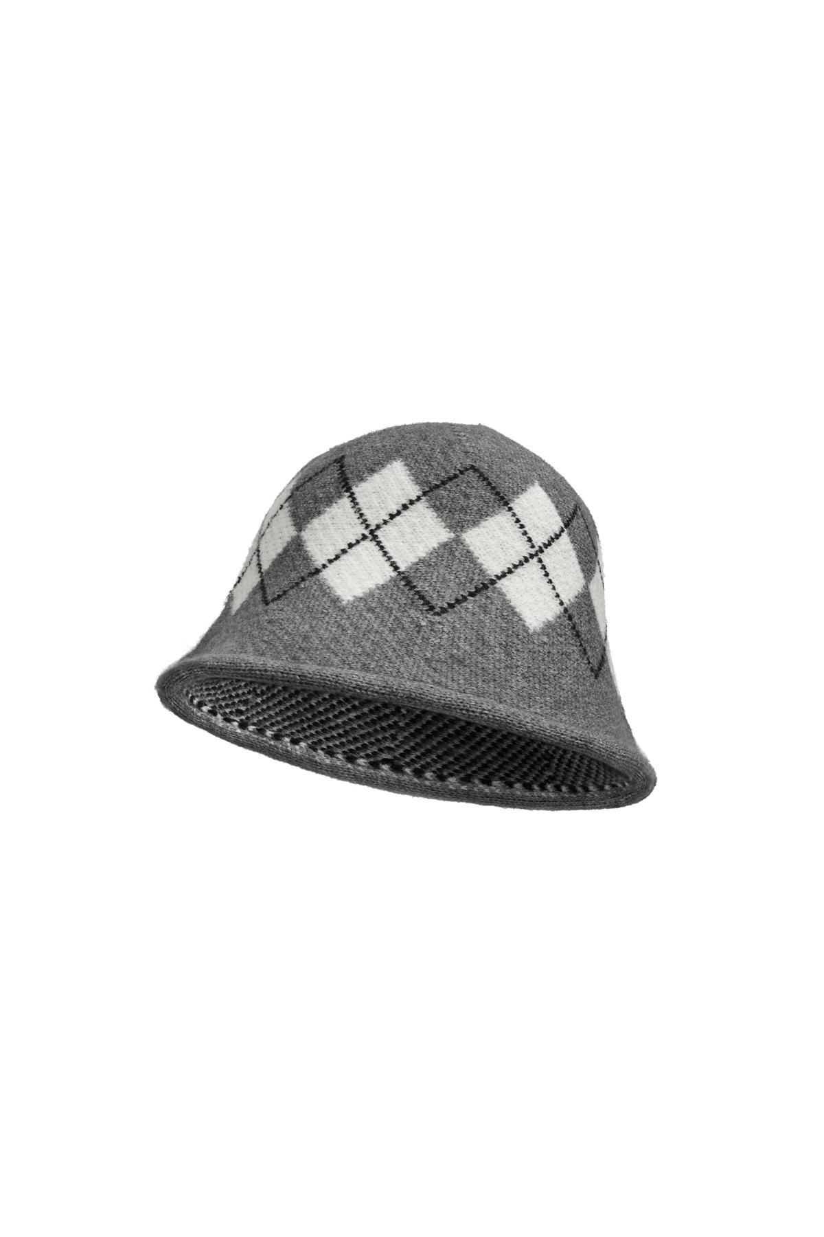 Kova şapka kareli Grey Acrylic
