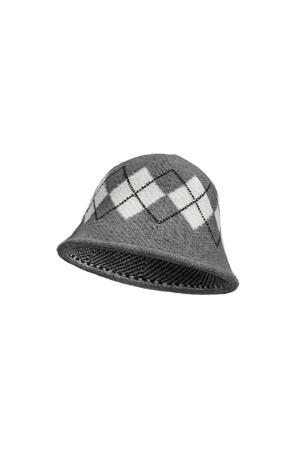 Kova şapka kareli Grey Acrylic h5 