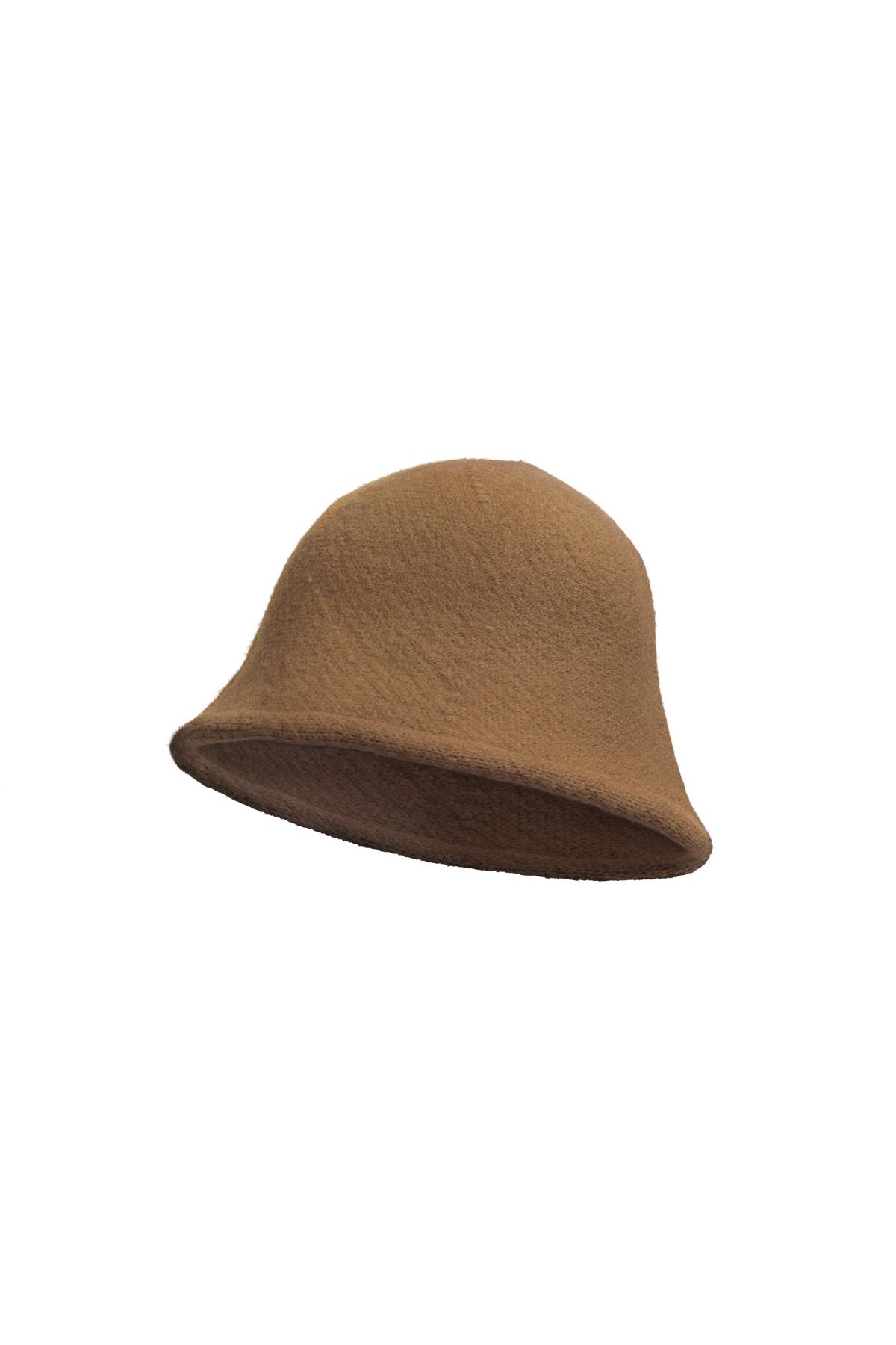 Kova şapka düz renk Camel Acrylic