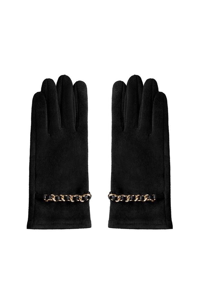 Handschuhe mit Gold- und Zirkondetails Schwarz Polyester One size 