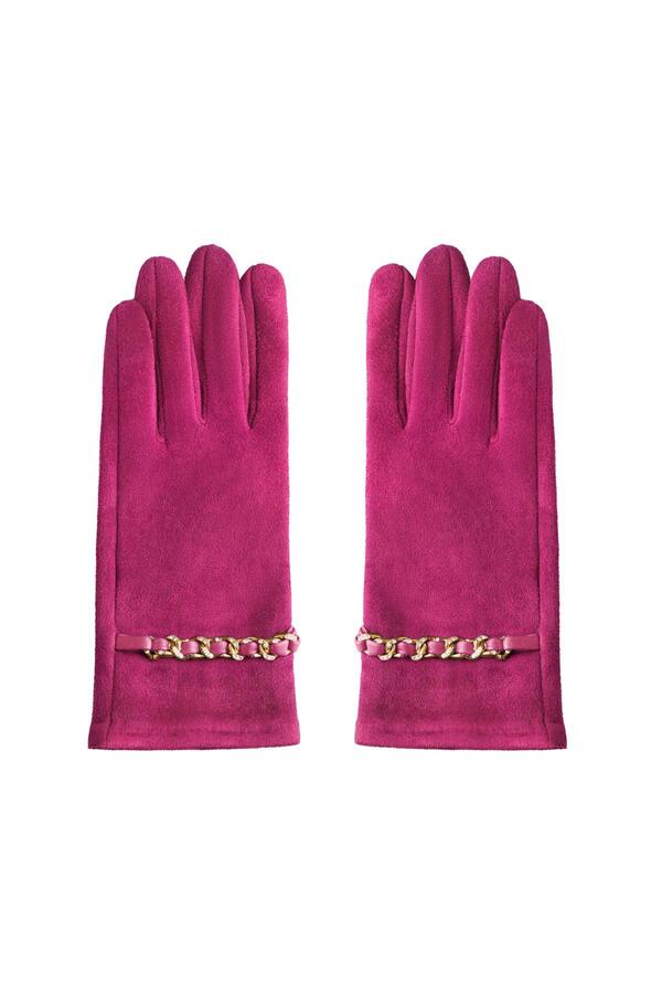 Handschuhe mit Gold- und Zirkondetails Fuchsia Polyester One size