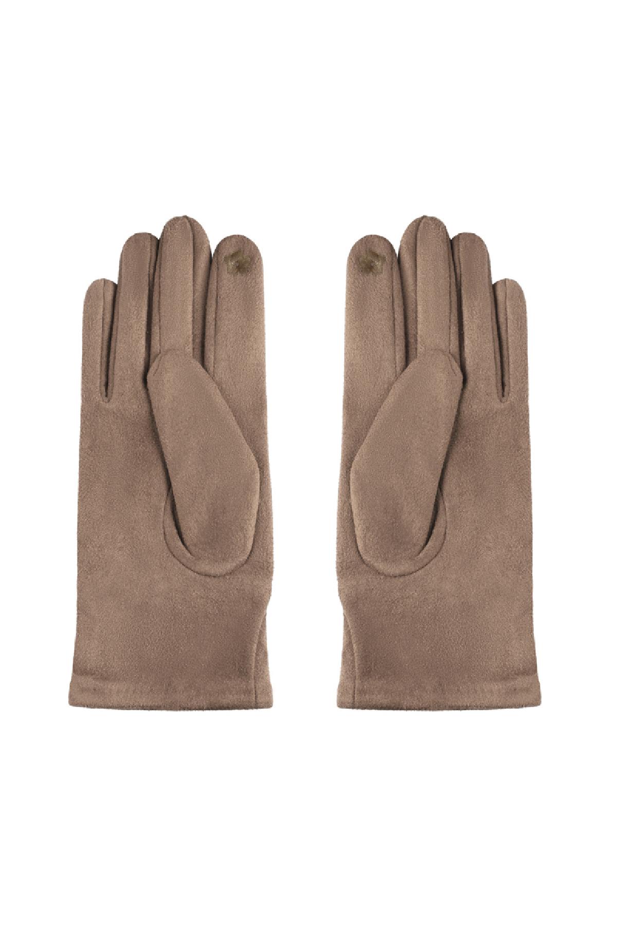 Gloves with gold & zircon details Camel Polyester One size h5 Picture3