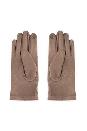 Gloves with gold & zircon details Camel Polyester One size h5 Picture3