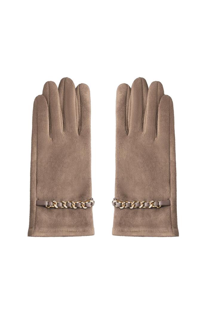 Gloves with gold & zircon details Camel Polyester One size 