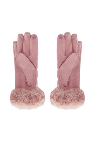 Handschoenen metallic met bont Roze Polyester One size h5 Afbeelding3