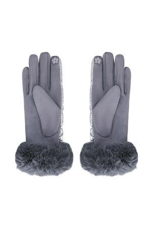 Handschoenen metallic met bont Grijs Polyester One size h5 Afbeelding3