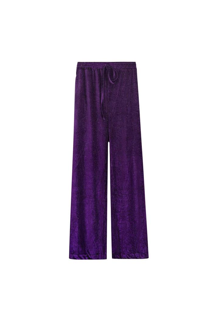 Glitter ile pantolon kaburga Purple M 