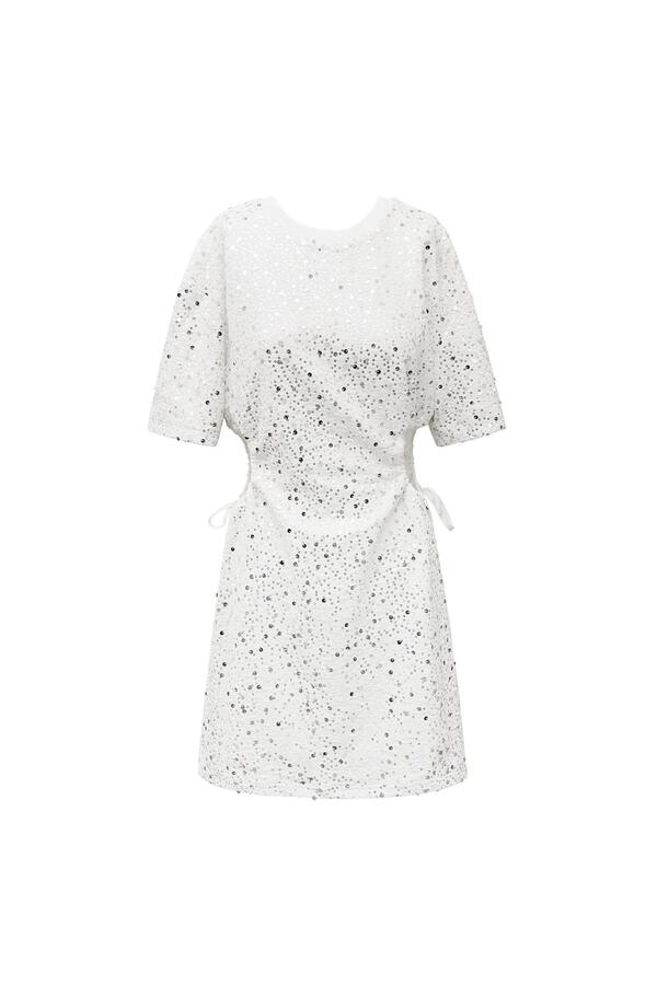 Kleid Pailletten ausgeschnitten Weiß L