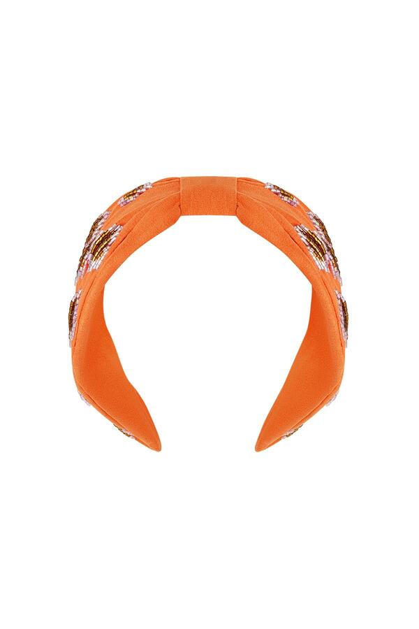 Hairband plain with stones Orange Imitation Suede