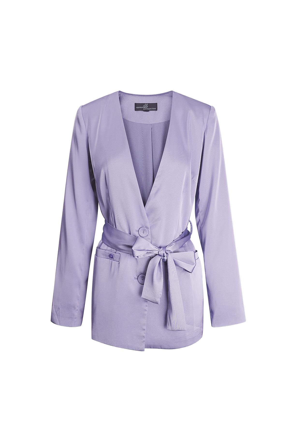 Blazer shiny fabric with ribbon Purple M h5 