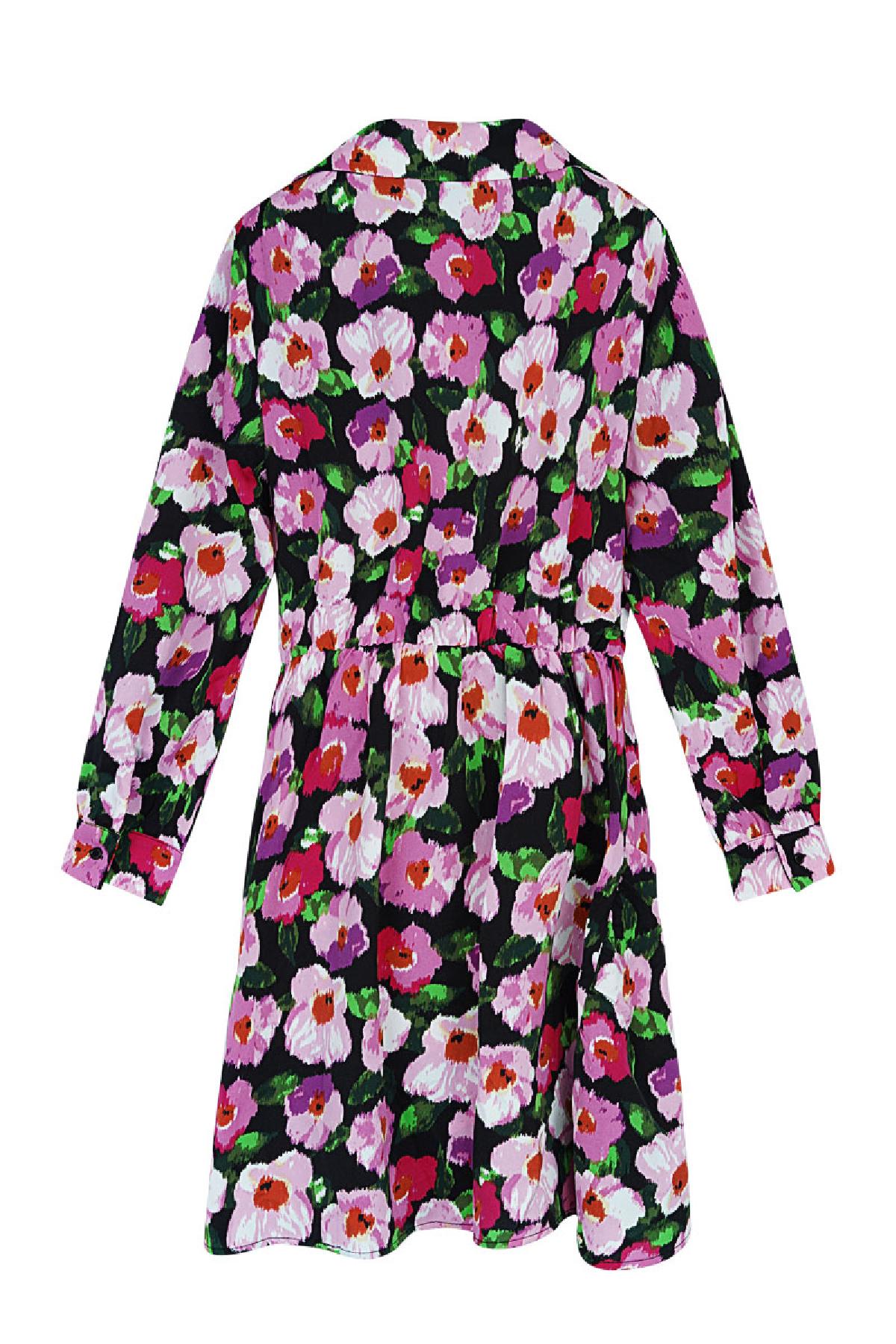 Flower print dress with button detail Black Multi S Picture3