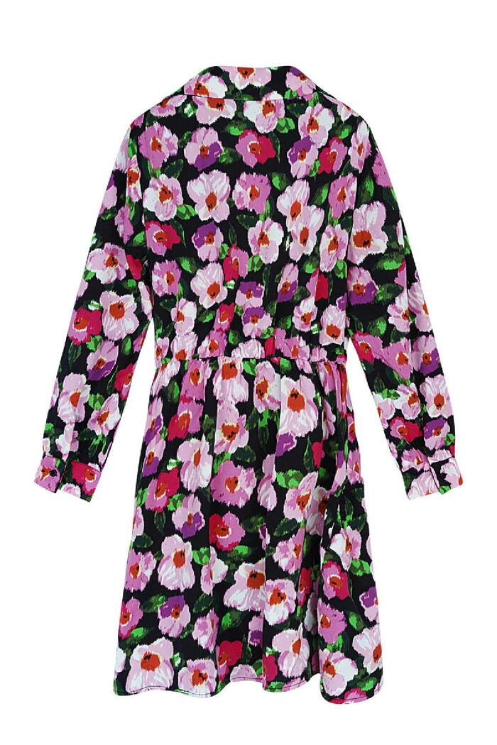 Kleid mit Blumendruck und Knopfdetail Schwarz Multi L Bild3