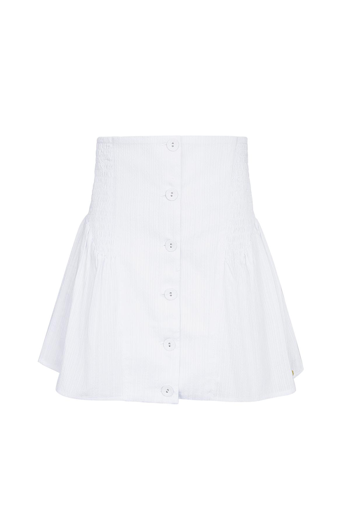 Skirt with buttons and smock detail White L 