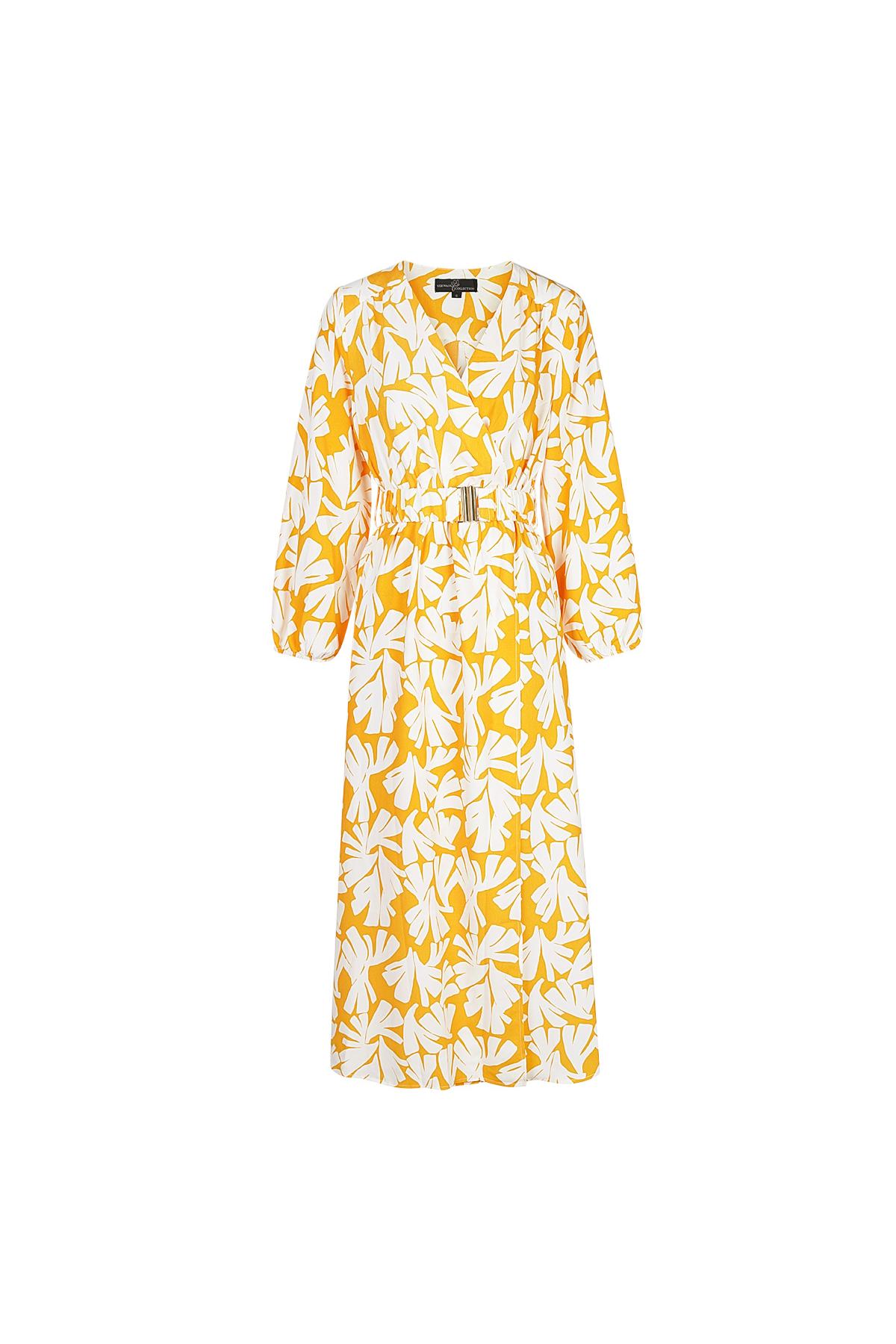 vijandigheid Is aan het huilen Verandert in Yehwang Maxi jurk kleurrijke print met riem Geel Polyester L Geel  Groothandel