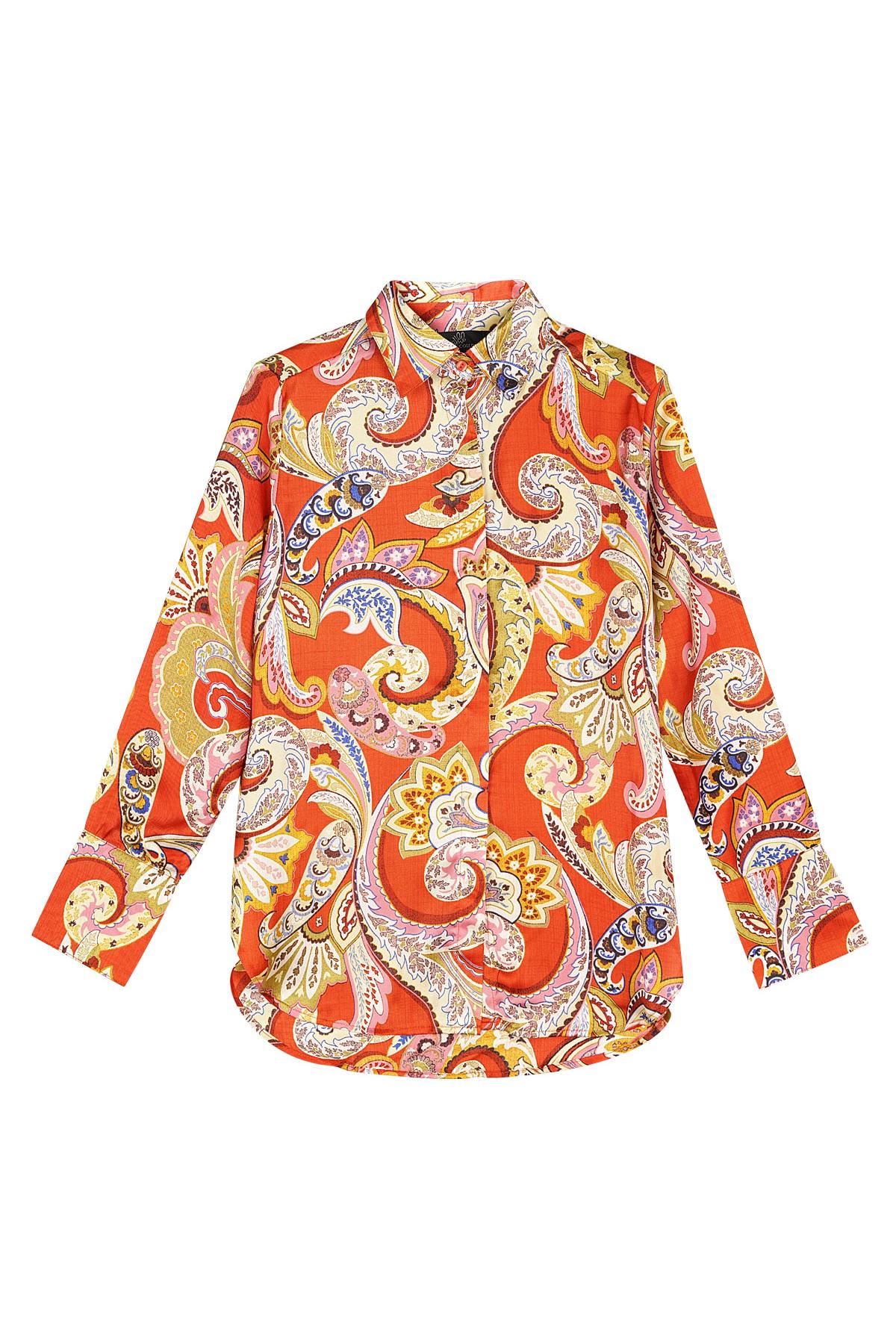 Blouse with cheerful print Orange S h5 