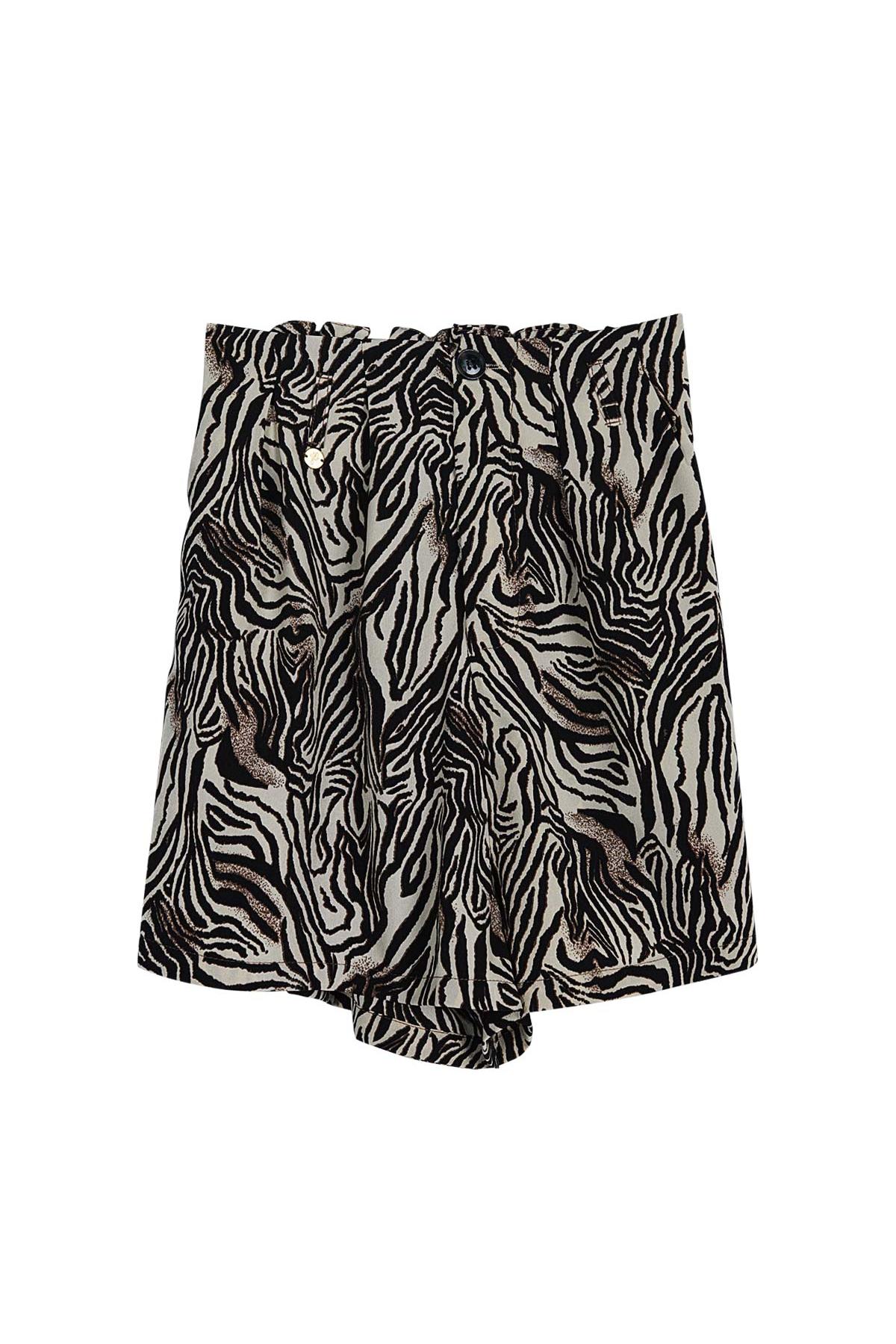 Shorts mit Zebra-Print Schwarz &amp; Beige L