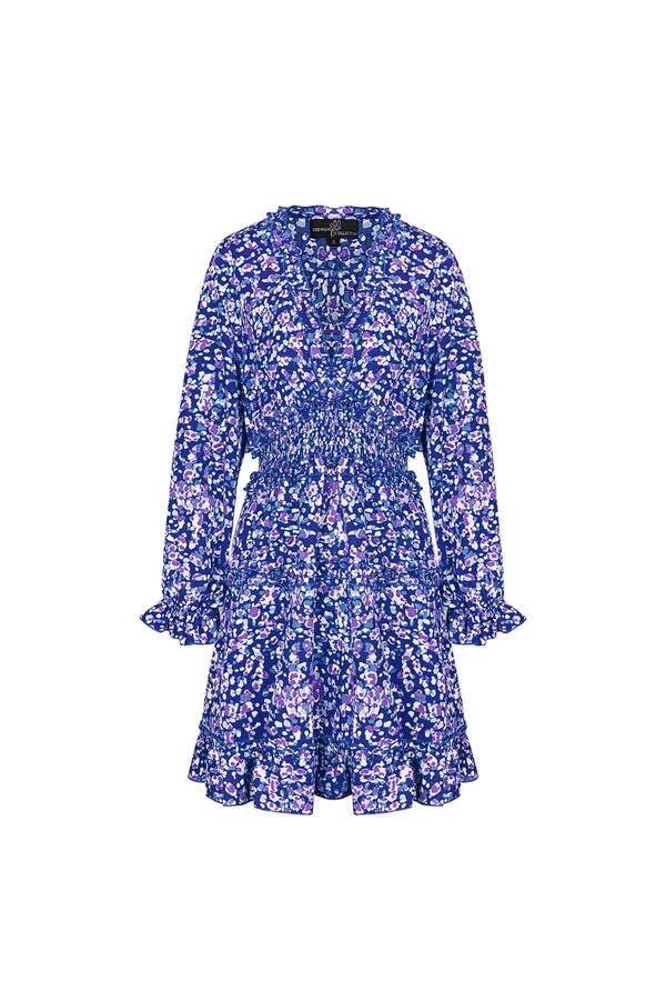 Dress colorful print with smock detail Blue L