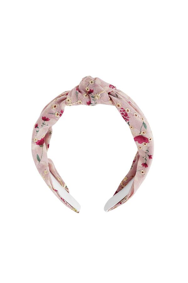 Hairband flower pattern with knot pink