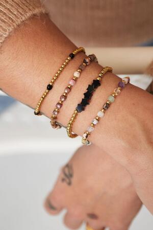 Bracelet perlé avec perles étoiles Noir & Or Acier inoxydable h5 Image2
