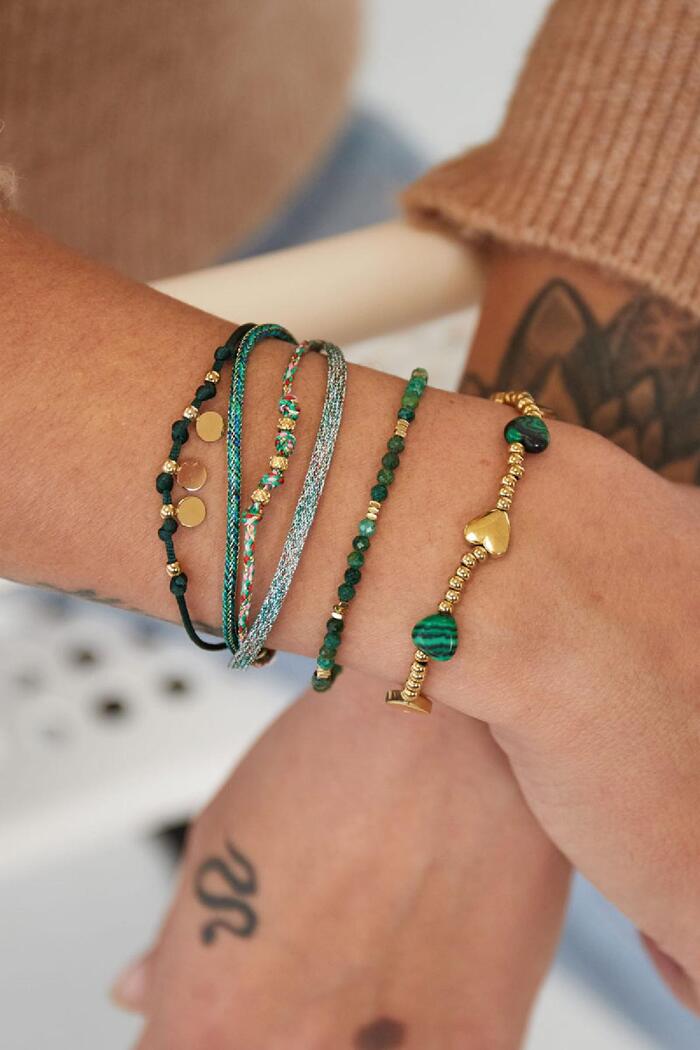 Bracelet perles colorées - Collection pierres naturelles Vert & Or Acier inoxydable Image4