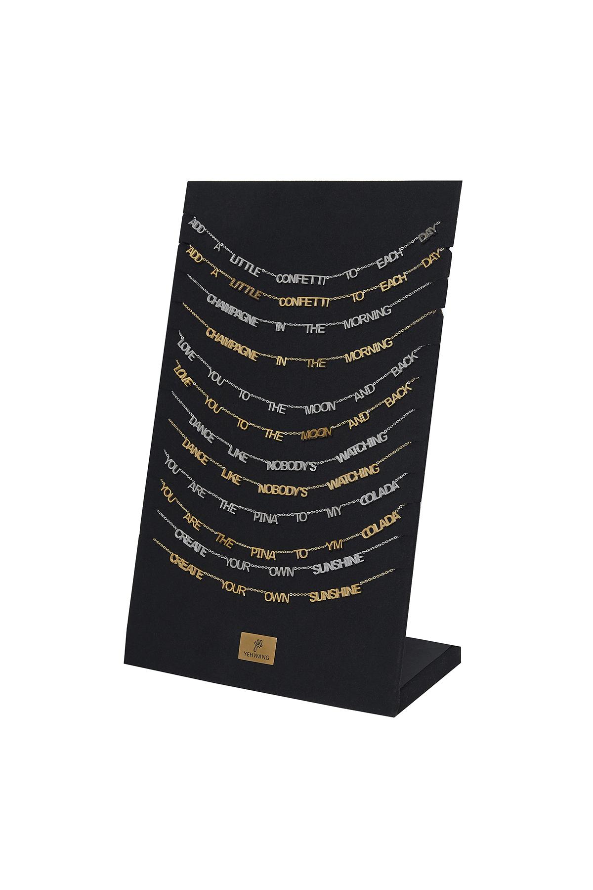 Display Collar Set Happy Quotes Multicolor Acero inoxidable