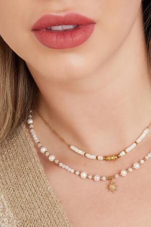 Perlenkette mit Sternanhänger Gold Edelstahl h5 Bild3