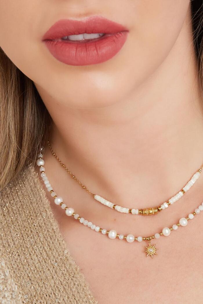 Perlenkette mit Sternanhänger Gold Edelstahl Bild3
