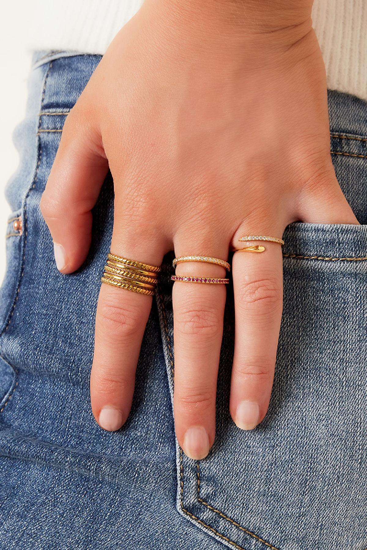 Bague réglable petites pierres Or Cuivré One size