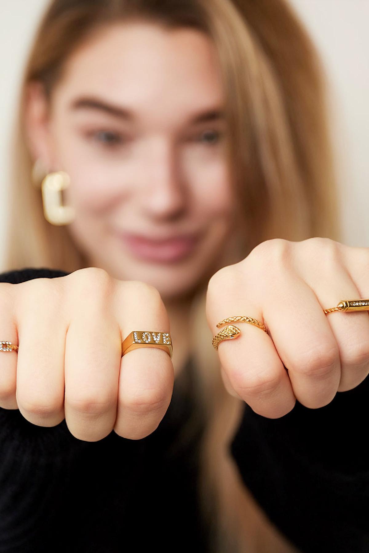 Edelstahlring Schlange mit Zirkonstein