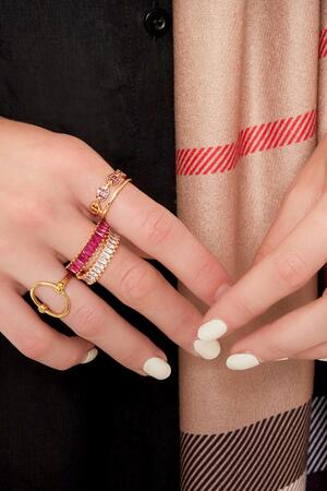 Verstelbare kleurrijke edelstenen ring Wit Koper One size h5 Afbeelding3