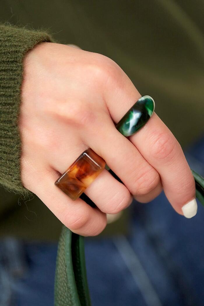 Poly resin ring square Green 17 Picture2