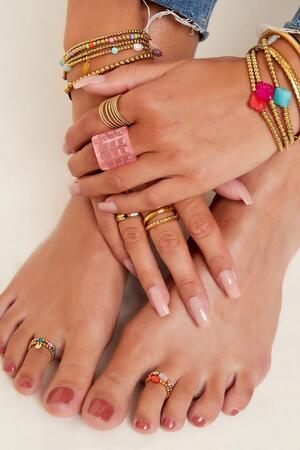 Toe ring colored stone Pink & Gold Hematite 14 h5 Picture2