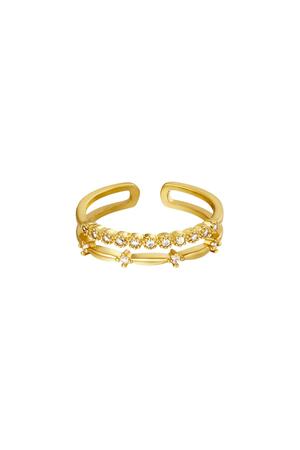 Verstelbare dubbele ring met zirkoonstenen Goud Stainless Steel One size h5 