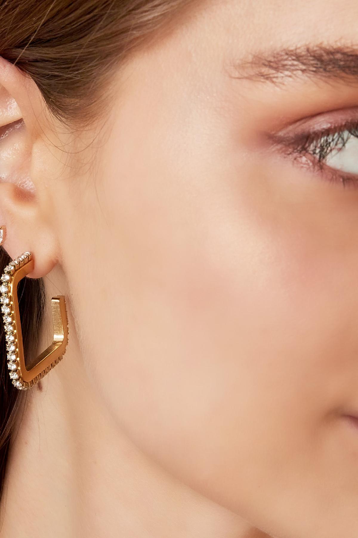 Pendientes Zircon Cuadrado Color dorado Acero inoxidable Imagen3