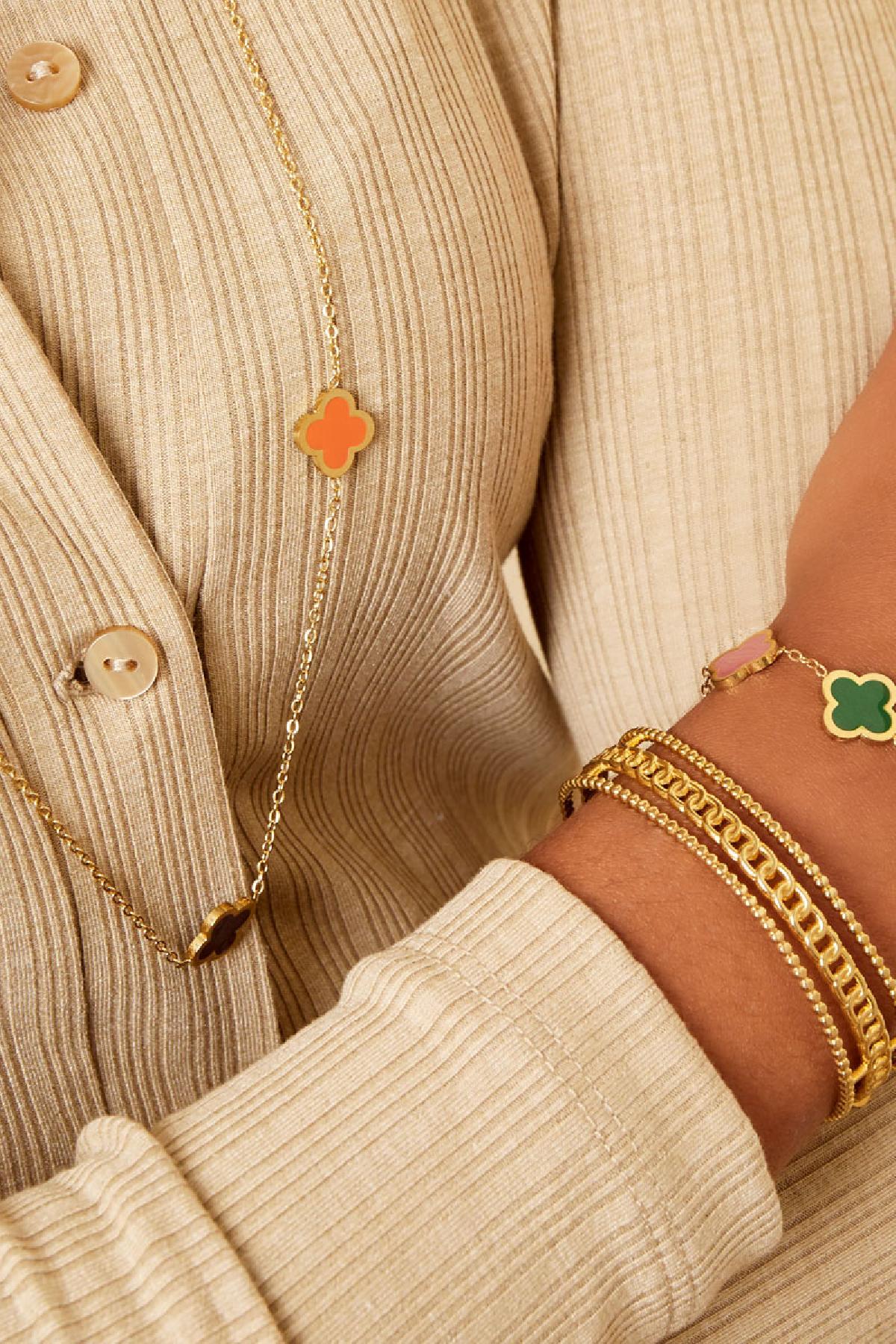 Bracelet with colored clovers Gold Stainless Steel SKU0289979-187 Gold ...