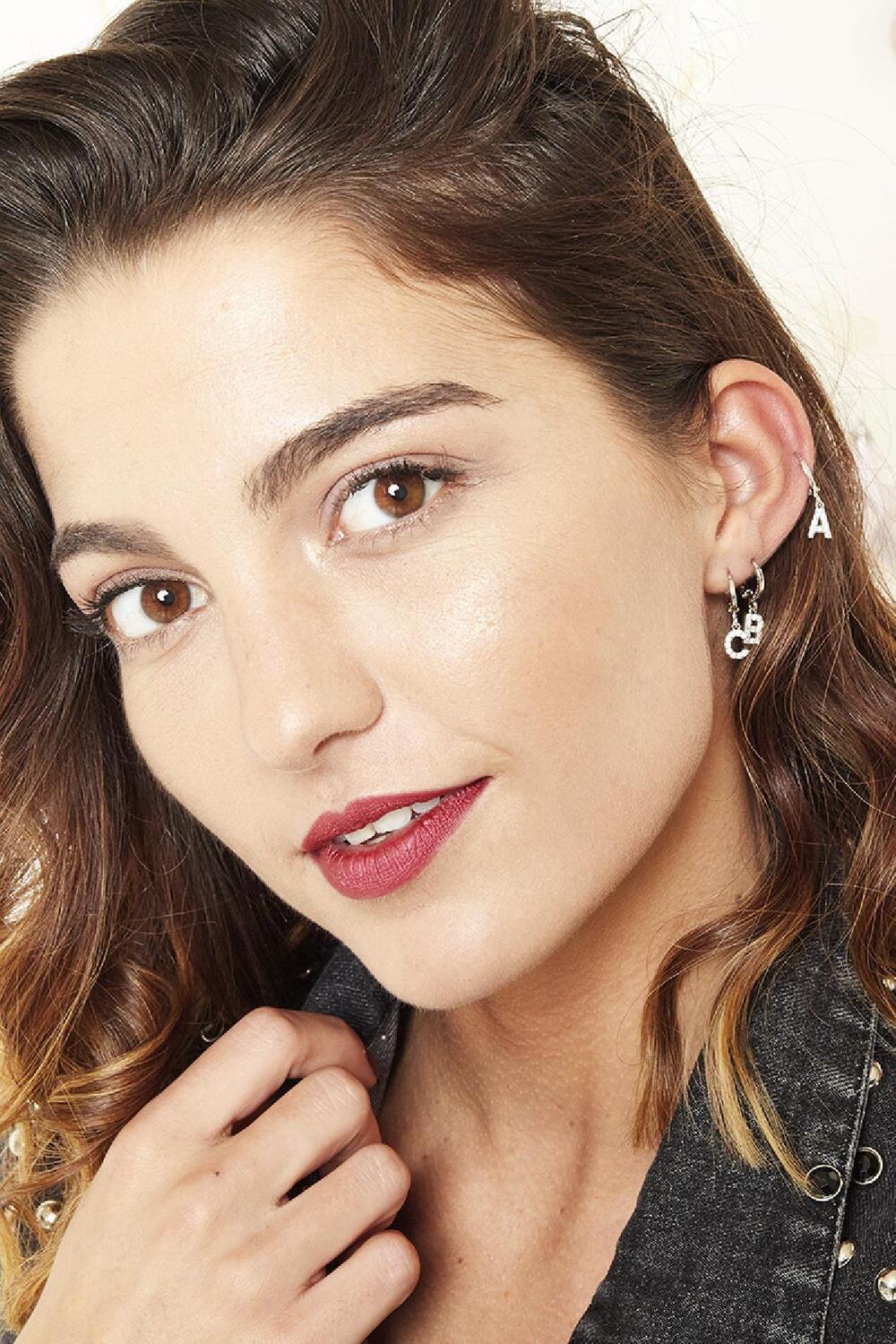 Boucles d'oreilles Initial P Noir Cuivré Image9