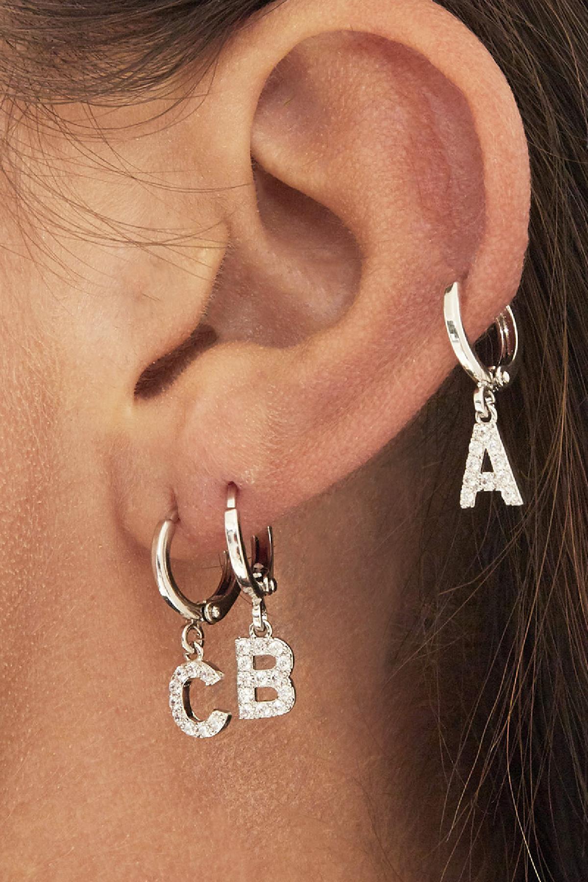 Boucles d'oreilles Initial P Noir Cuivré h5 Image10