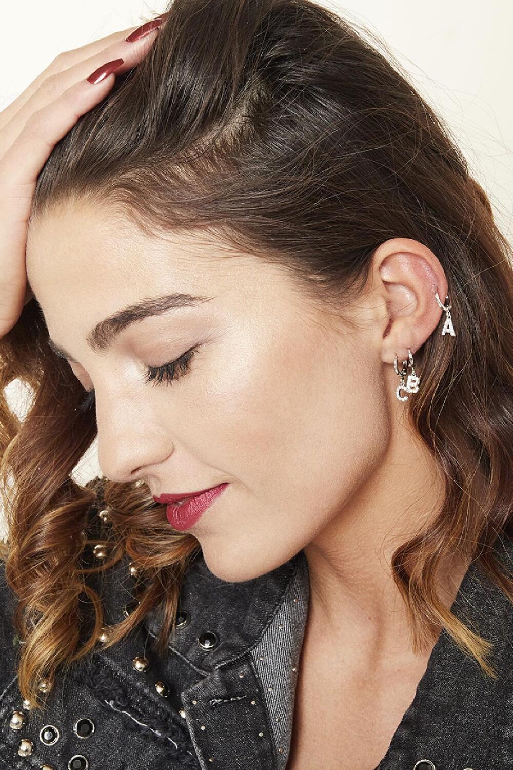 Boucles d'oreilles Initial P Noir Cuivré Image12