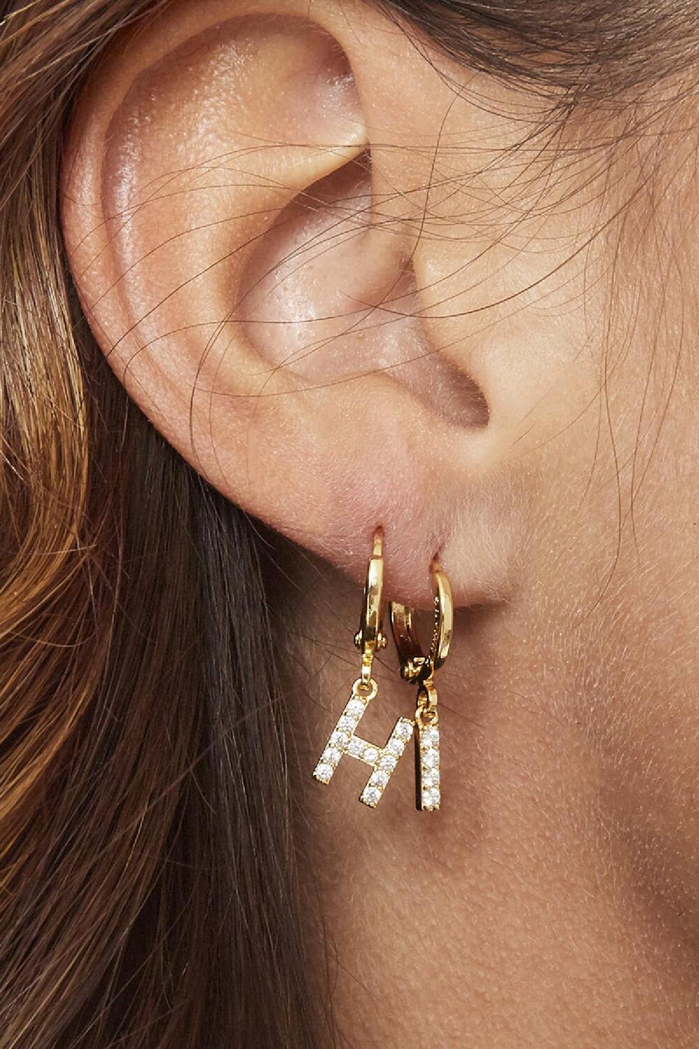 Boucles d'oreilles Initial P Noir Cuivré Image4