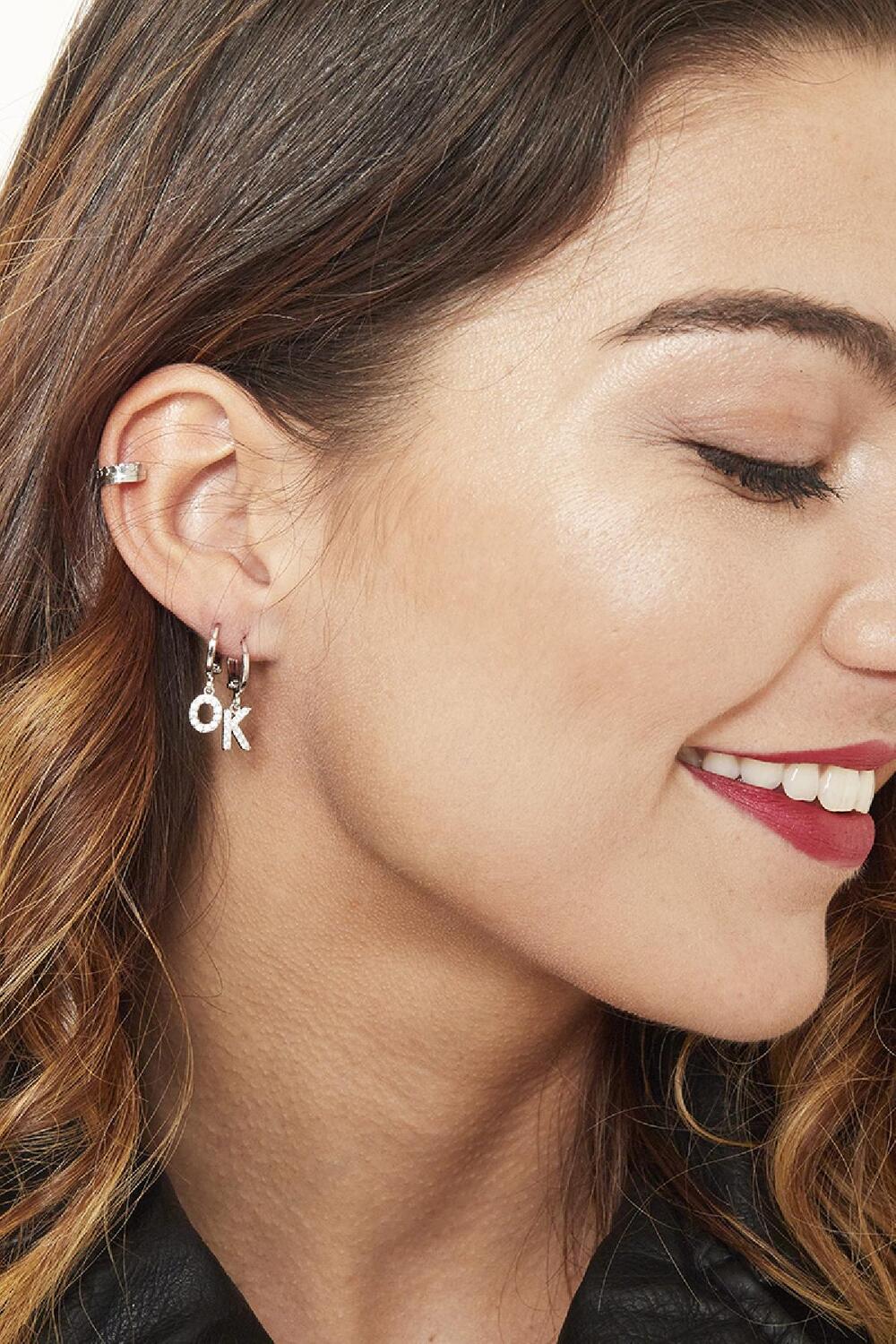 Boucles d'oreilles Initial P Noir Cuivré Image5