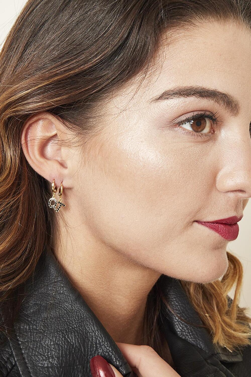 Boucles d'oreilles Initial P Noir Cuivré Image14