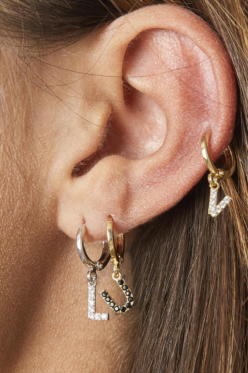 Boucles d'oreilles Initial P Noir Cuivré Image15