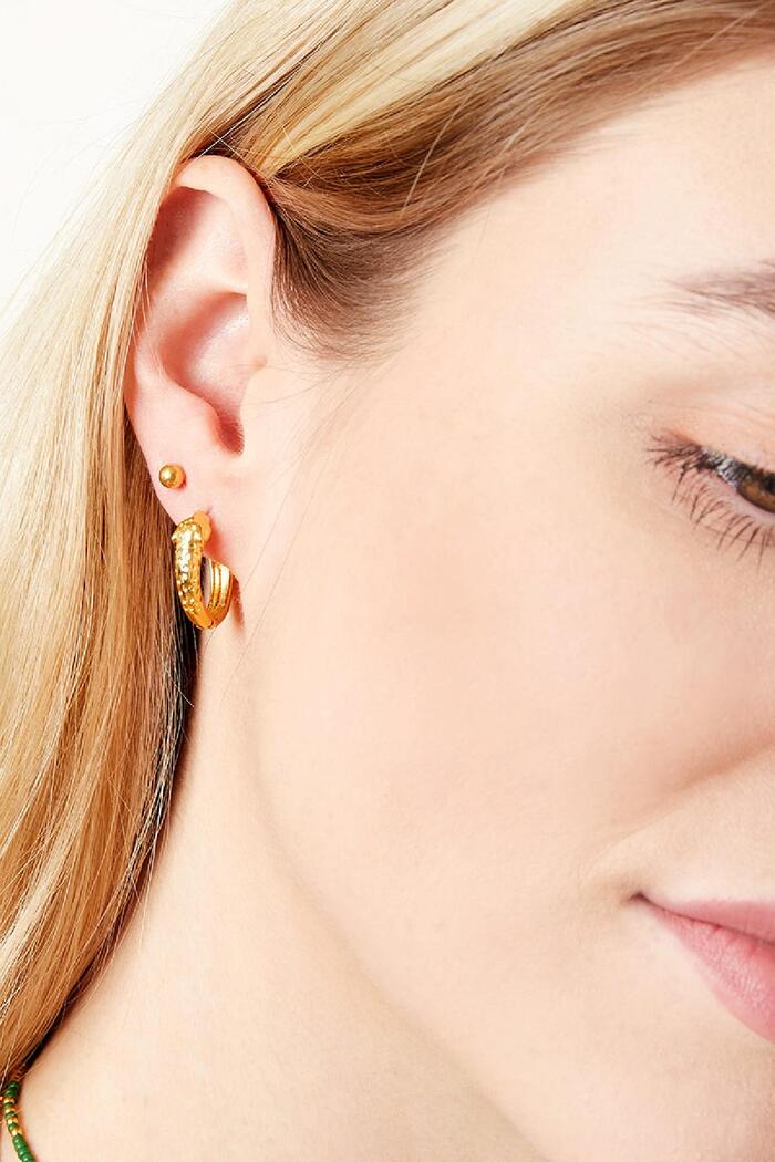 Earrings Big Dot Gold Stainless Steel Immagine3